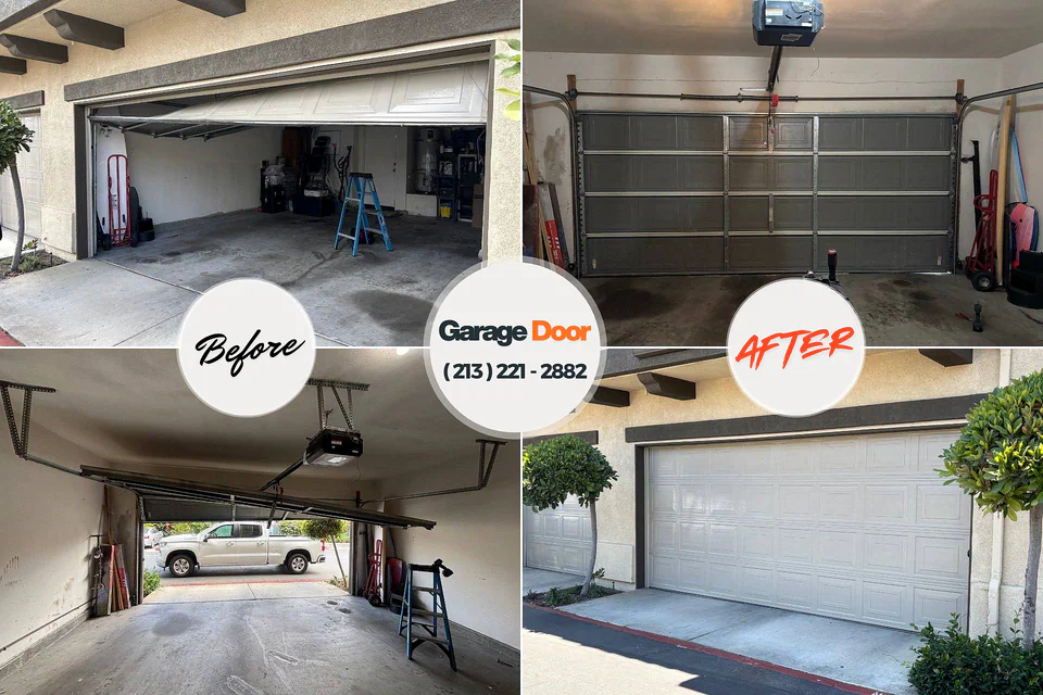 Before and after: garage door repair Reedsburg, WI